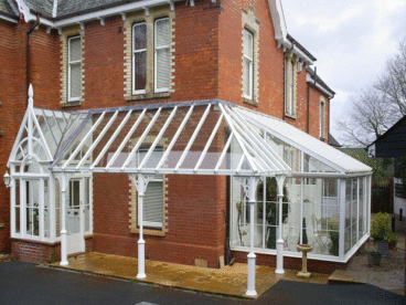 <p>A splendid structure linking an original Edwardian Porch with a modern conservatory*, yet blending perfectly with both, L shaped. Fitted 2011<br />
*Please note the porch and conservatory were not built by us. </p>
