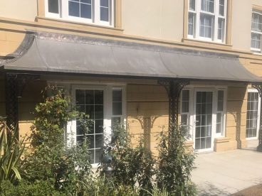 <p>A faux-leaded roof with lattice columns on this large care development in Royal Tunbridge Wells, Kent. Fitted 2017</p>
