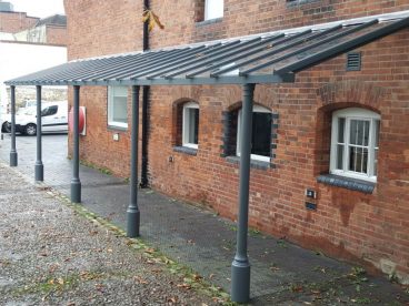<p>Here is a bicycle shelter we installed at the University of Oxford, using our substantial Whitworth columns, finished in Iron grey. </p>
