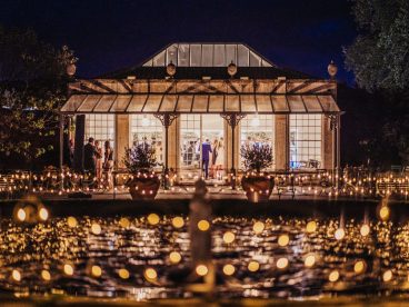 <p>Irnham Hall verandah at night - with party in full swing! </p>
